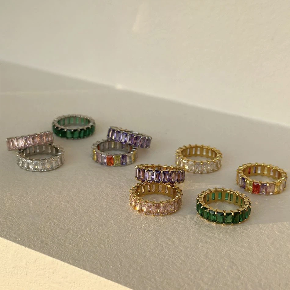 Stainless Steel Cubic Zirconia Rings